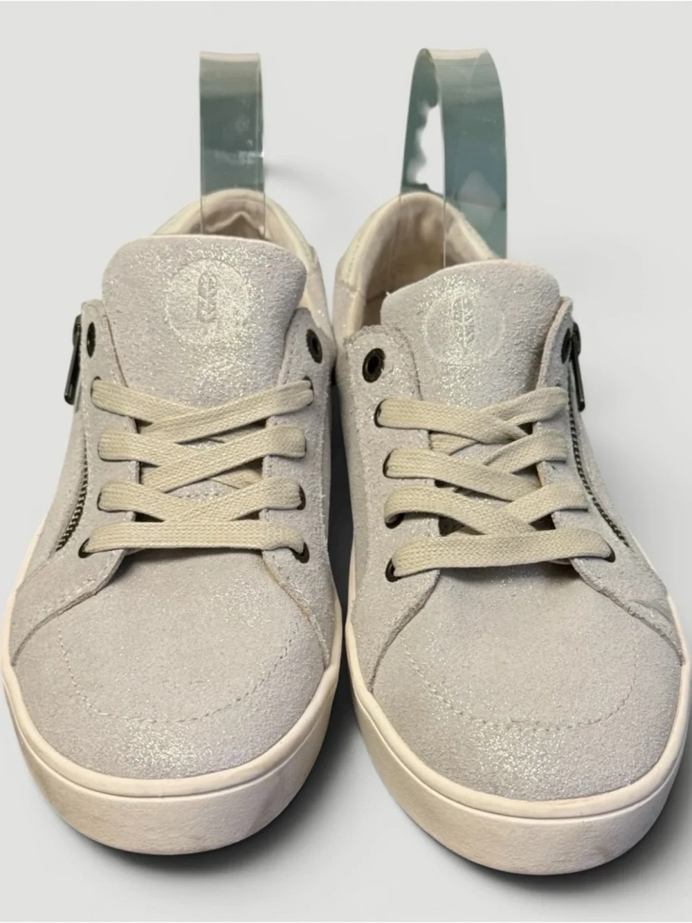 Revitalign - Wrigley Orthotic Suede easy-on side zipper Sneaker - Oatmeal Sz 9D
